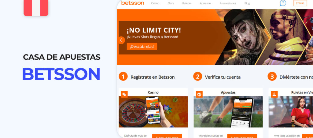Página web oficial de la casa de apuestas Betsson Perú