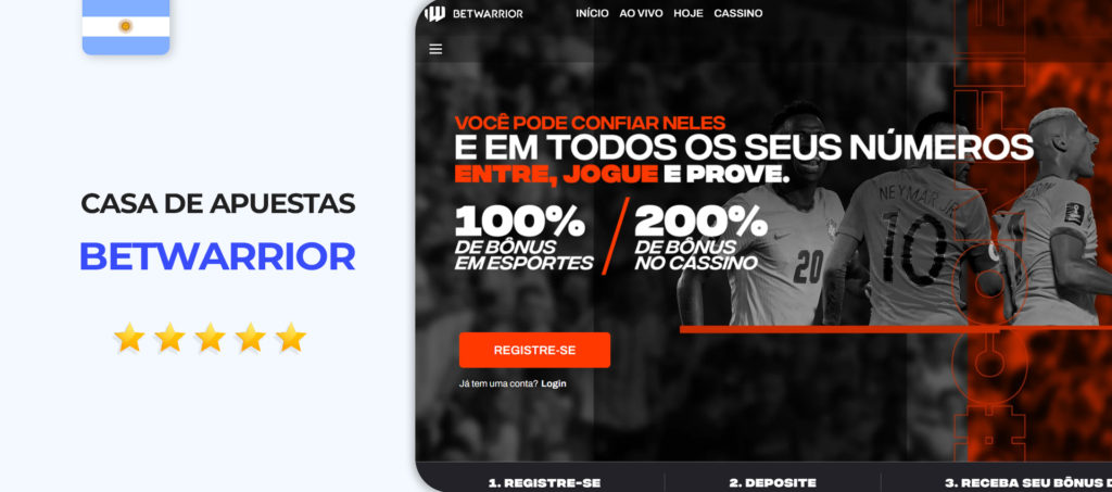 Interfaz del sitio de apuestas betwarrior en Argentina