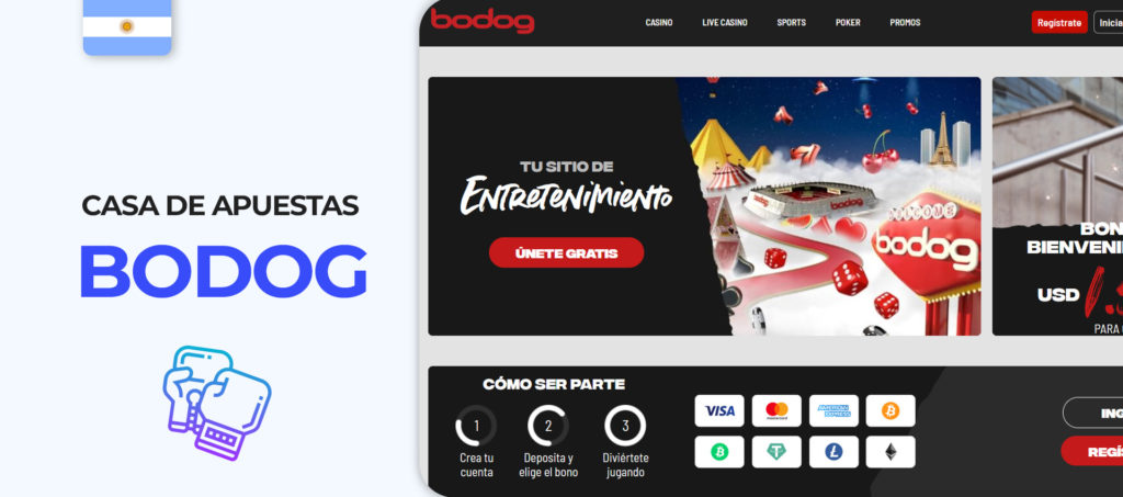 Captura de pantalla del sitio web oficial de Bodog