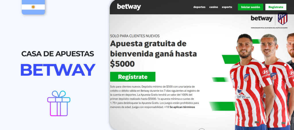 Captura de pantalla del sitio web oficial de Betway