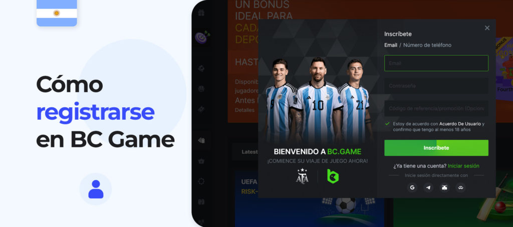 Instrucciones paso a paso para registrarse en la aplicación móvil BC Game para android