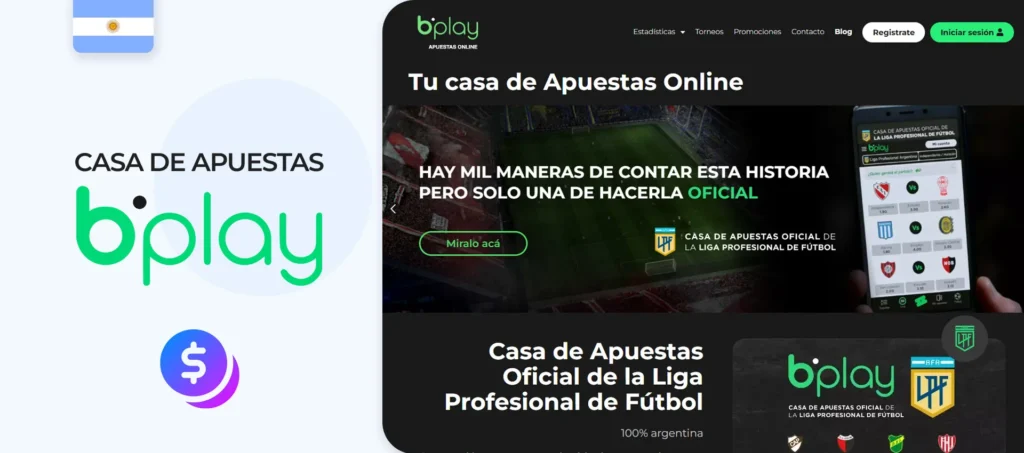 La interfaz de la web de apuestas Bplay en Argentina