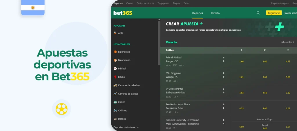 ¿Qué deportes ofrece la plataforma Bet365 en Argentina?