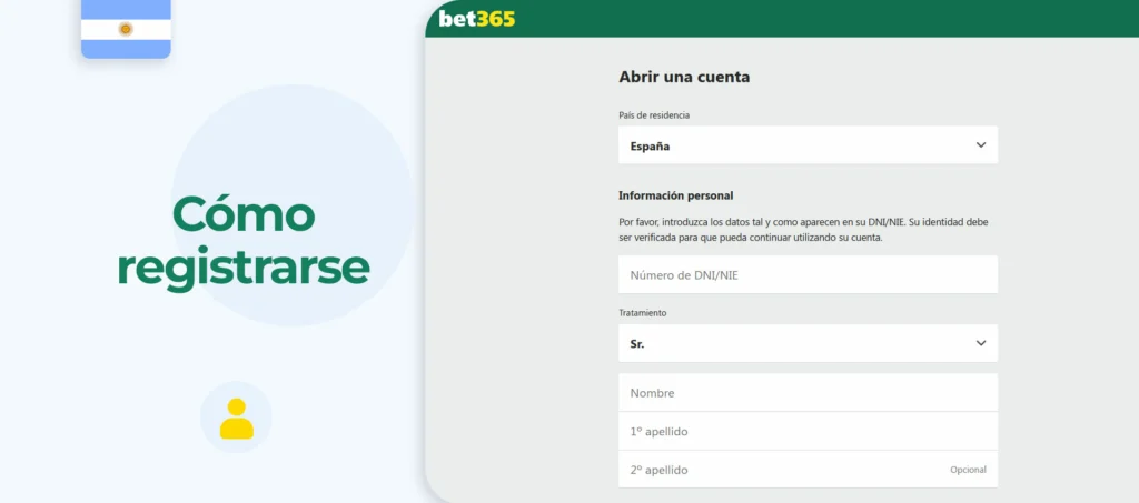 Instrucciones para registrarse a través de la plataforma Bet365 en Argentina