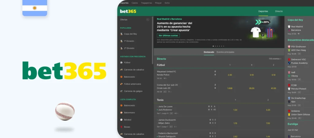 Web oficial de la casa de apuestas Bet365 en Argentina