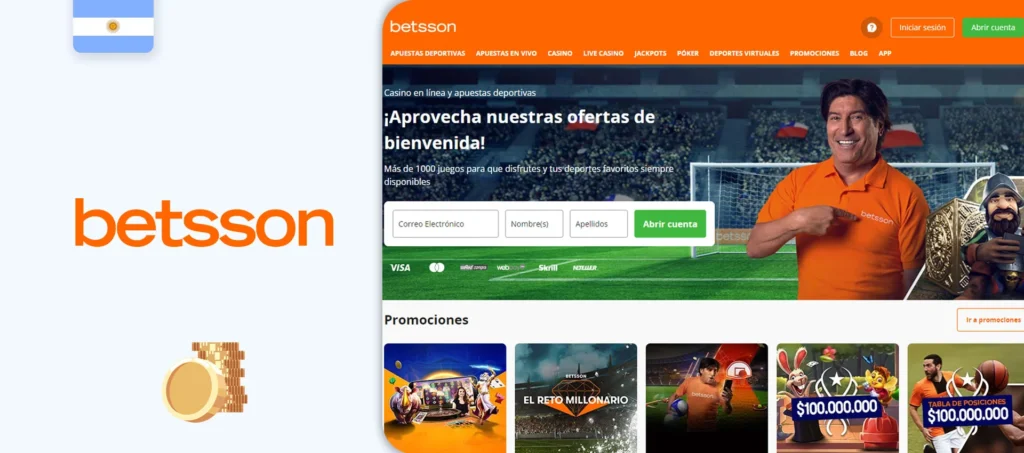 Web oficial de la casa de apuestas Betsson en Argentina