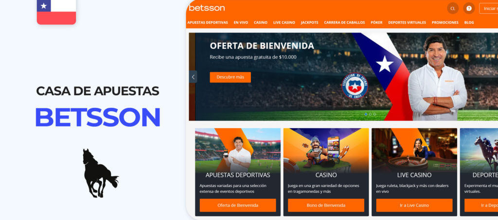 Captura de pantalla de la web oficial de Betsson Chile