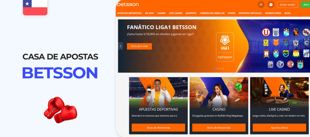 Interfaz del sitio de apuestas Betsson en Chile