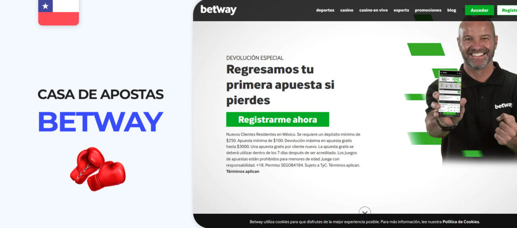 Interfaz del sitio de apuestas Betway en Chile