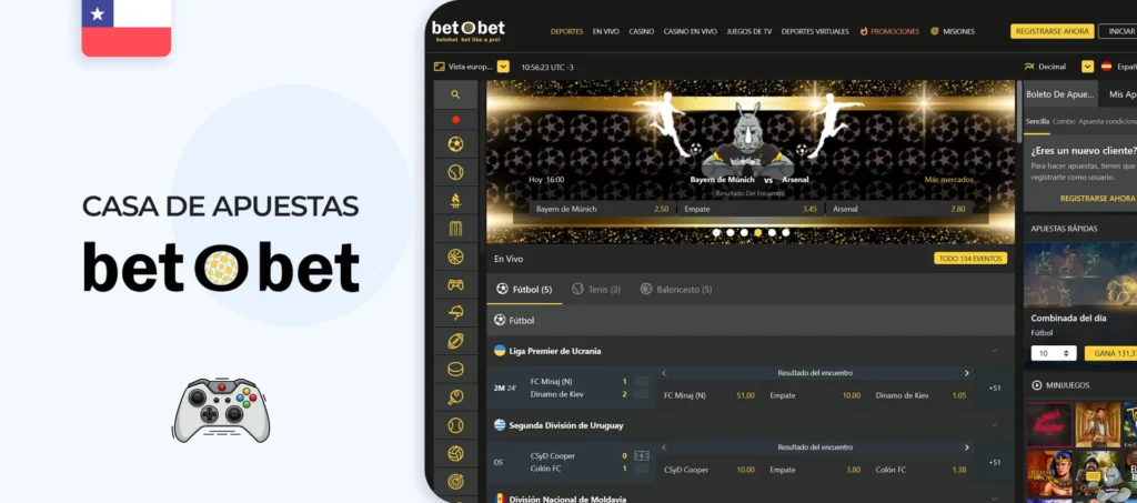 Captura de pantalla de la página oficial de Betobet