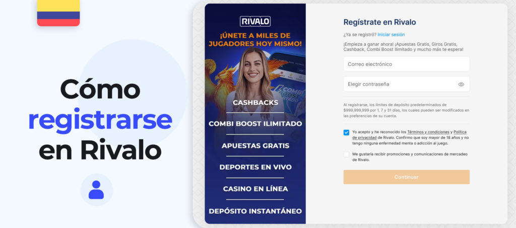 Instrucciones paso a paso para registrarse en la aplicación móvil Rivalo en Colombia