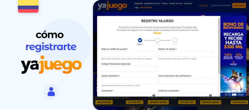 Instrucciones para registrarse en la plataforma de apuestas YaJuego