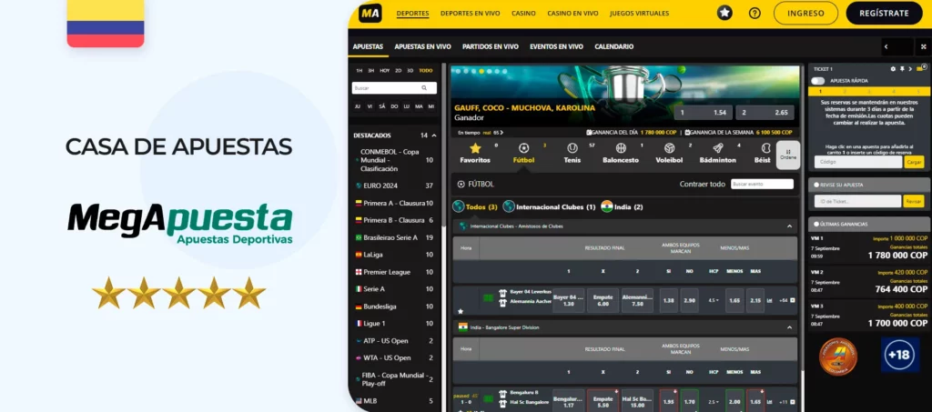 La web de MegApuesta, una de las mejores casas de apuestas del mercado colombiano