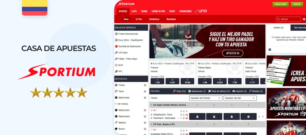 La web de Sportium, una de las mejores casas de apuestas del mercado colombiano