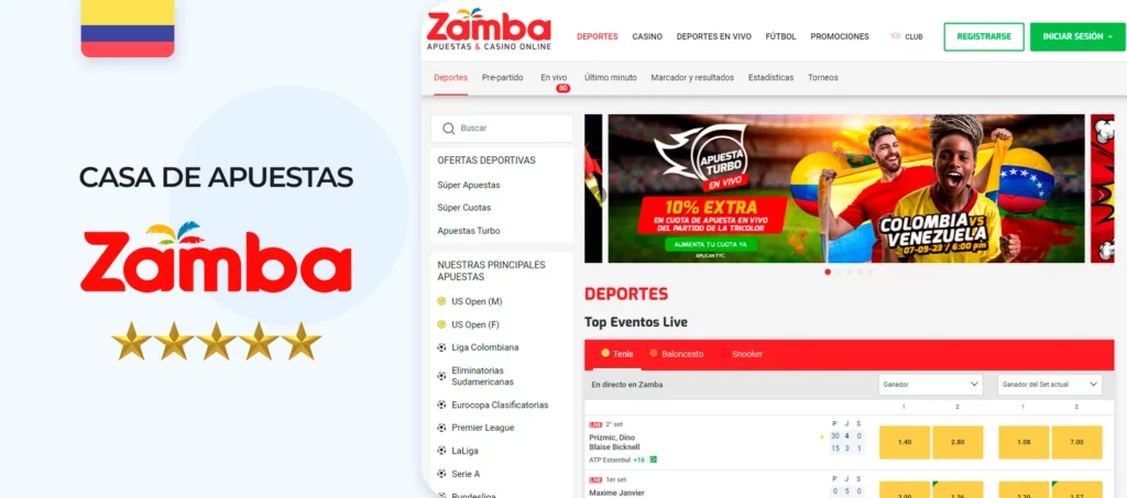 La web de Zamba, una de las mejores casas de apuestas del mercado colombiano