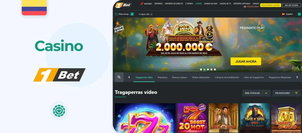 Juegos de casino en línea ofrecidos por 1Bet en Colombia