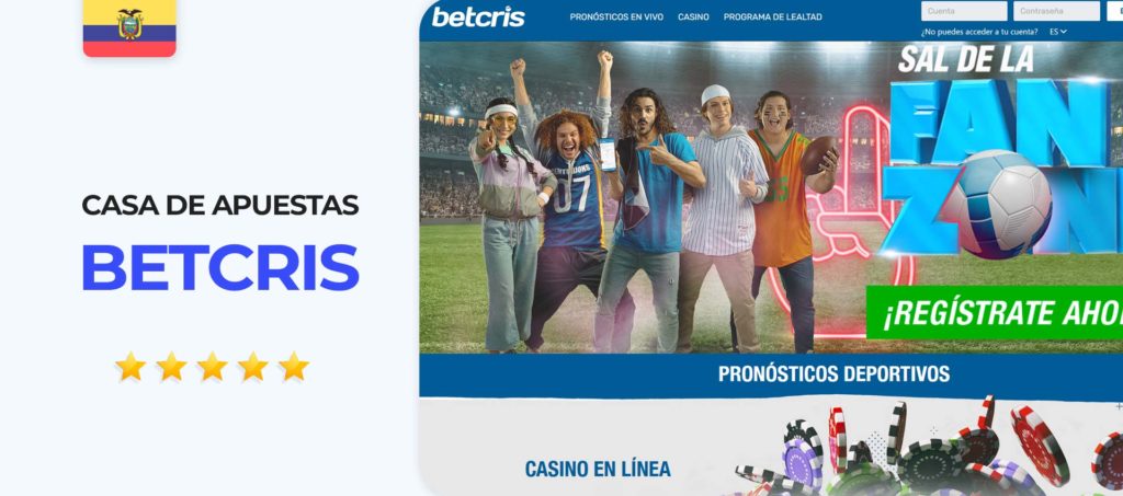 Sitio oficial de la casa de apuestas Betcris en Ecuador