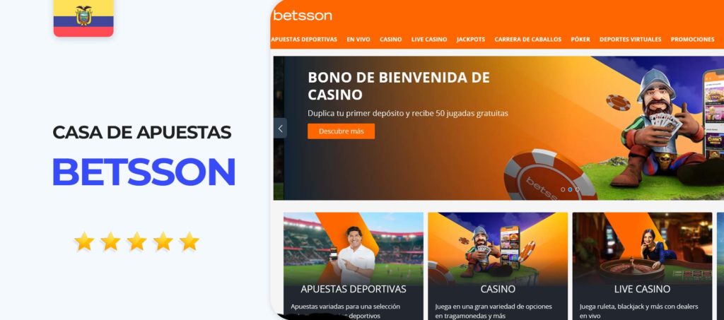 Sitio oficial de la casa de apuestas Betsson en Ecuador