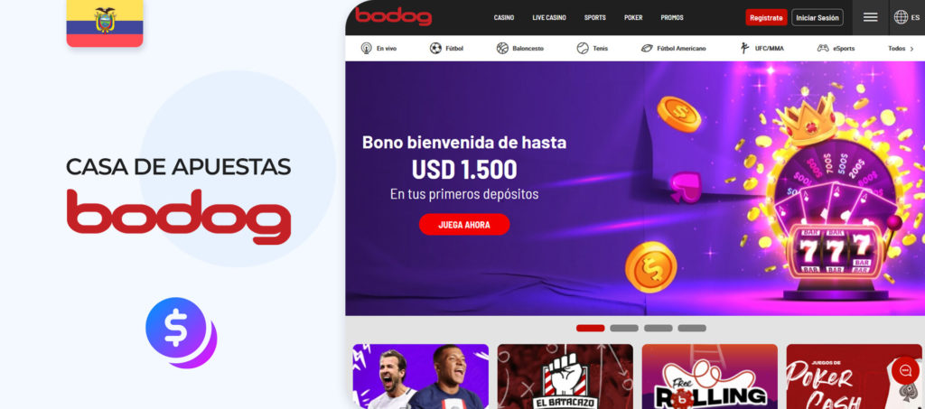 Interface of Bodog bookmaker website in Ecuador