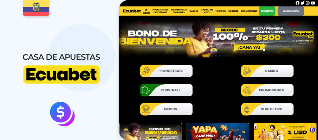 Interface of Ecuabet bookmaker website in Ecuador