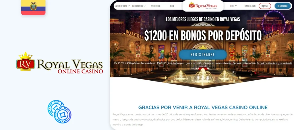 Web oficial de la casa de apuestas Royal Vegas en Ecuador
