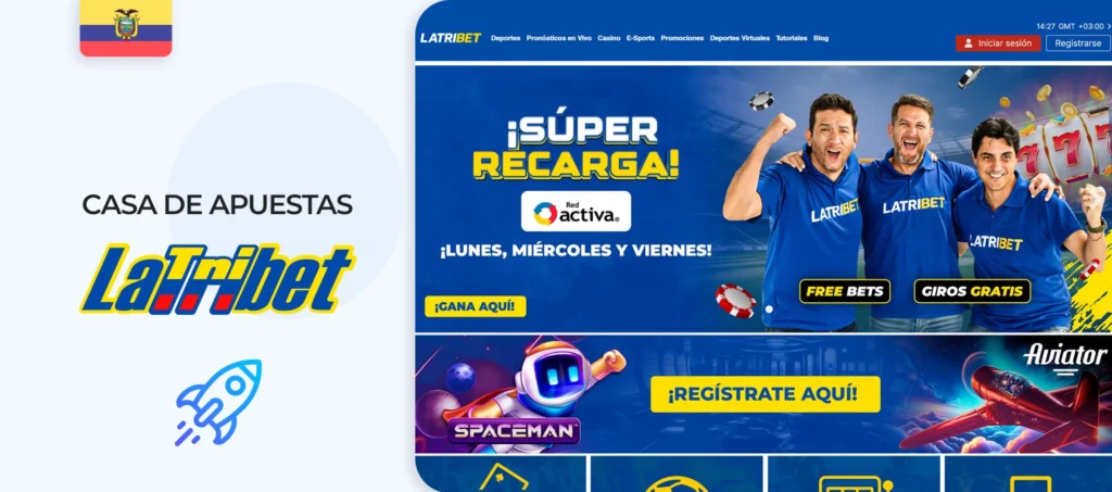 Interfaz web de la nueva casa de apuestas Latribet en Ecuador