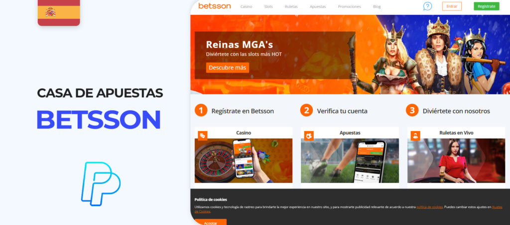 Interfaz del sitio de apuestas Betsson en España