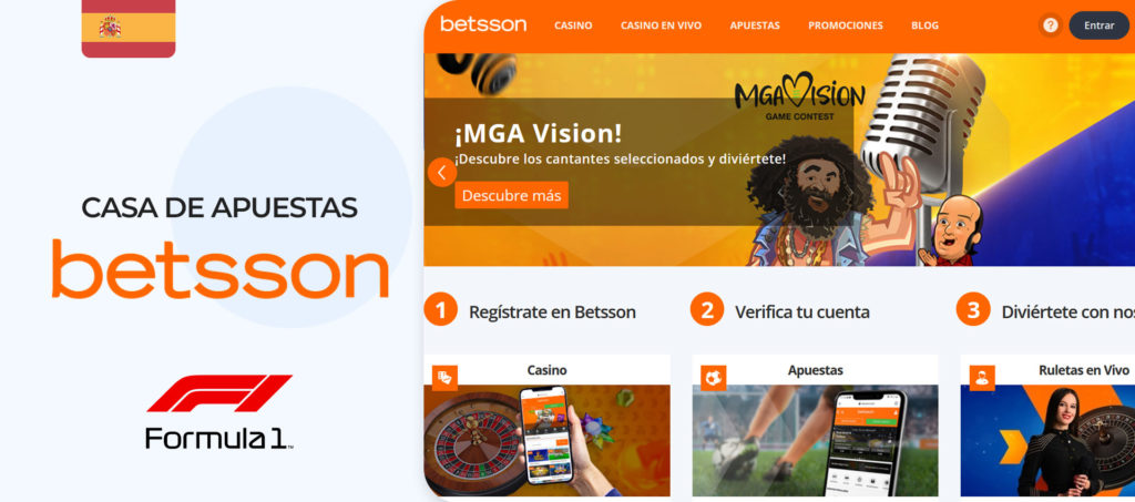 Captura de pantalla de la página oficial de la casa de apuestas Betsson en España