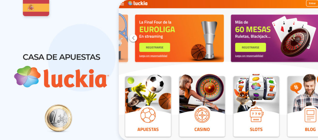 Interfaz del sitio de apuestas deportivas Luckia en España