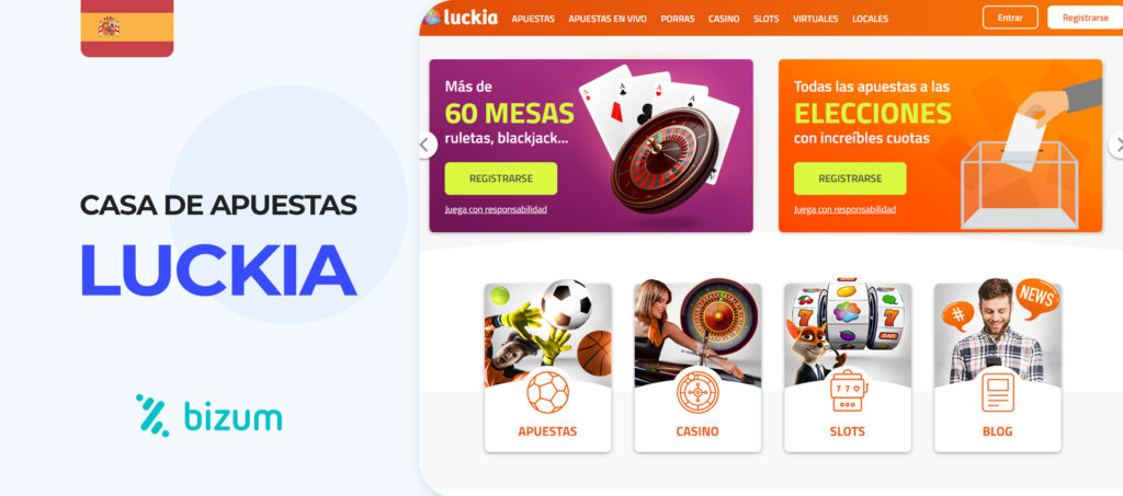 Interfaz del sitio de apuestas Luckia en España