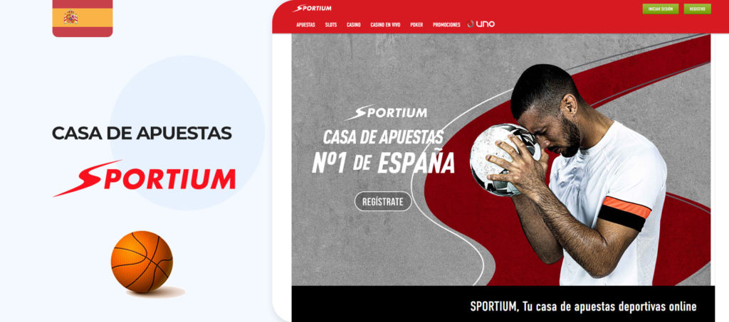 Interfaz del sitio web de apuestas de basket de Sportium España