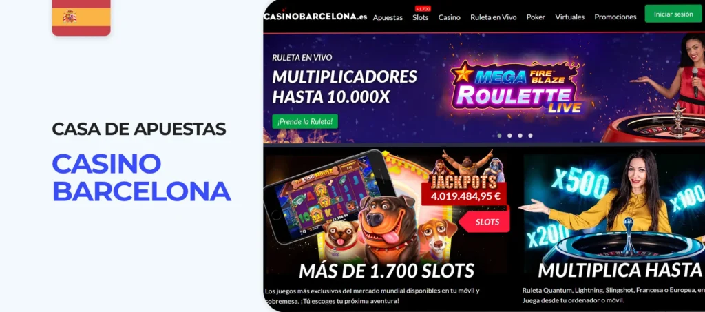 Interfaz web de la nueva casa de apuestas Casino Barcelona en España