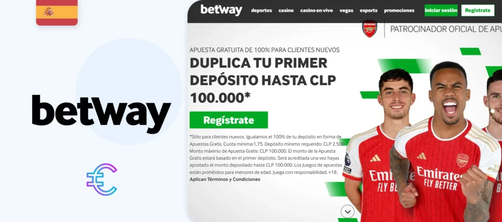 Interfaz de la web oficial de la casa de apuestas Betway en España