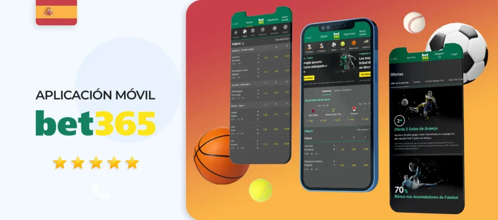 Interfaz de la aplicación móvil de apuestas deportivas Bet365 en España 