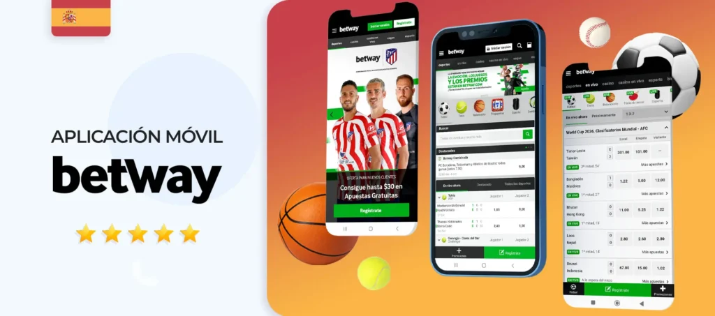 Interfaz de la aplicación móvil de apuestas deportivas Betway en España