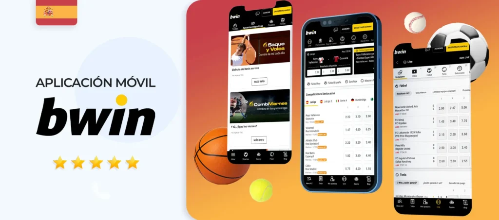 Interfaz de la aplicación móvil de apuestas deportivas Bwin en España