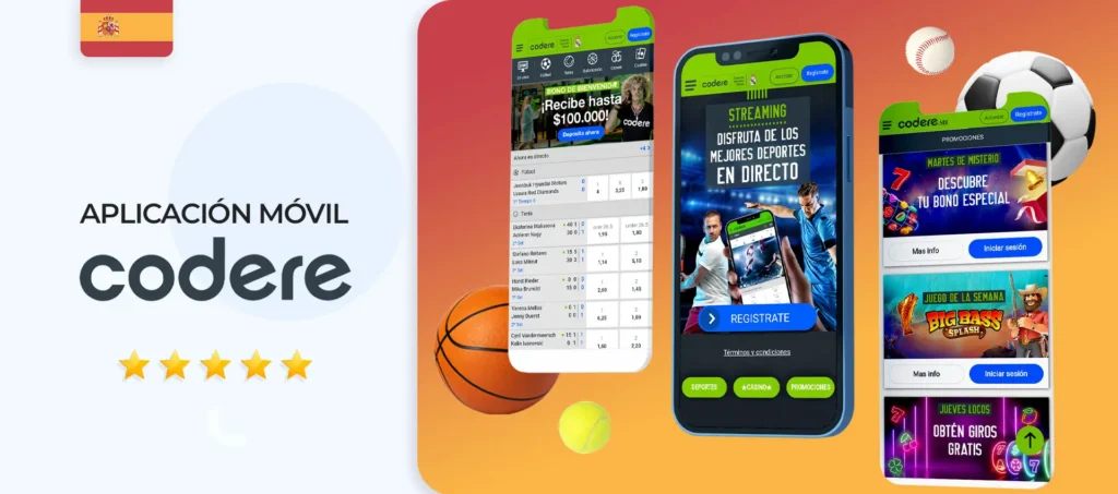 Interfaz de la aplicación móvil de apuestas deportivas Codere en España