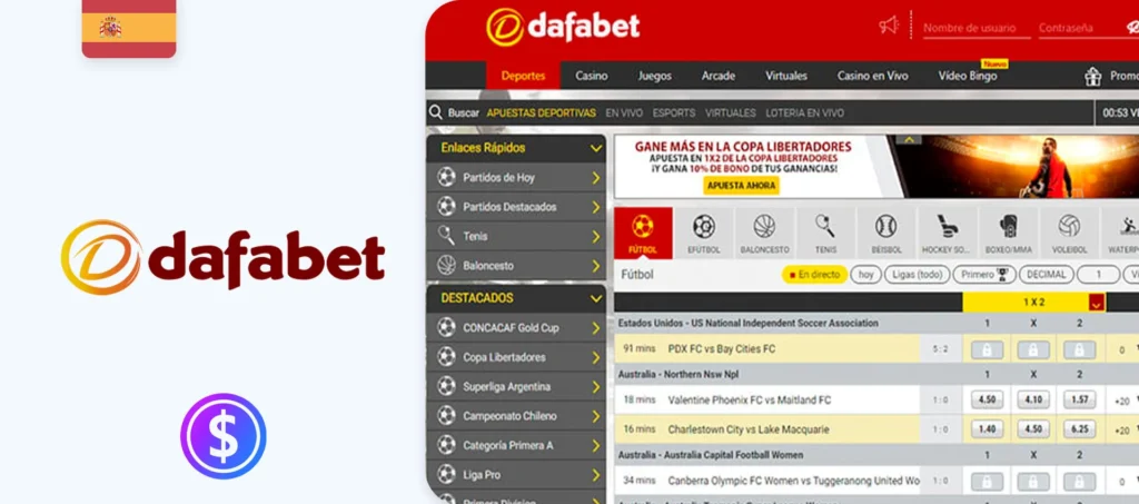 Web oficial de la casa de apuestas Dafabet en España