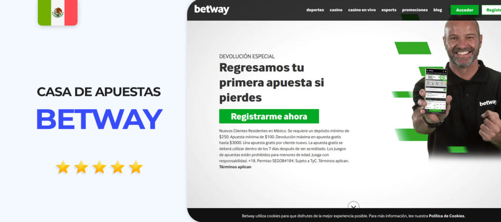 Página oficial de la casa de apuestas Betway en México