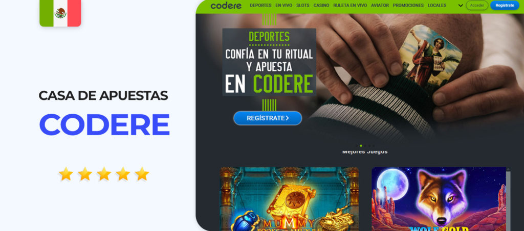 Página oficial de la casa de apuestas Codere en México