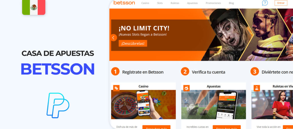 Interfaz del sitio de apuestas Betsson en México