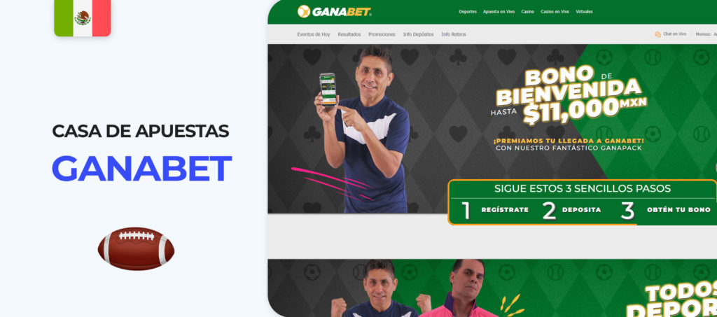 Interfaz del sitio de apuestas GanaBet en México