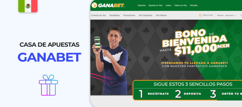 Interfaz del sitio de apuestas Ganabet en México