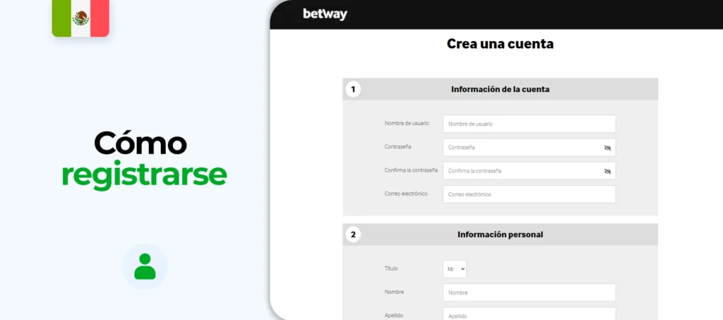 Instrucciones para registrarse en la plataforma Betway