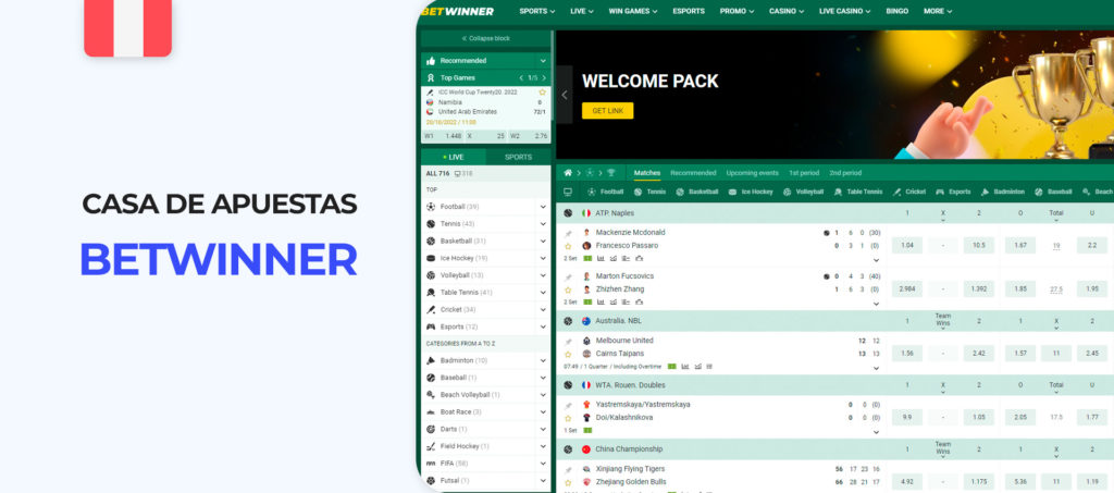 Página web oficial de la casa de apuestas Betwinner Perú