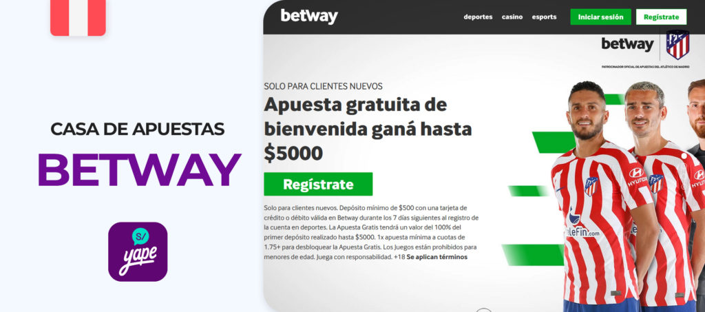 Página web oficial de la casa de apuestas Betway en Perú