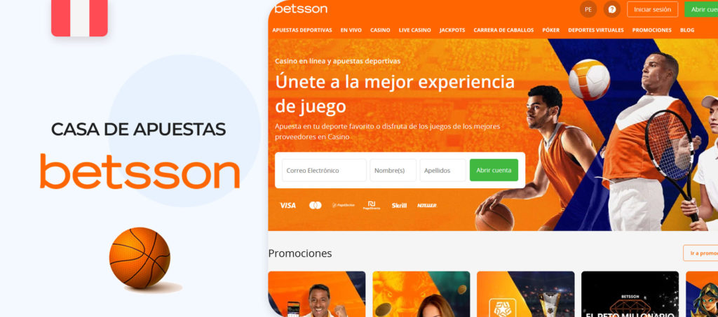 Interfaz del sitio de apuestas Betsson en Peru