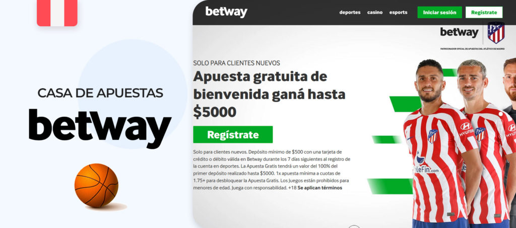 Interfaz del sitio de apuestas Betway en Peru