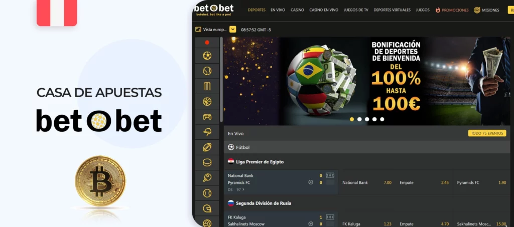 Captura de pantalla del sitio web oficial de Betobet