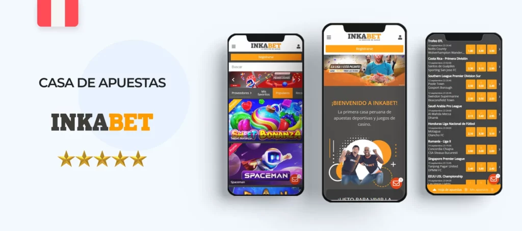 Interfaz de la aplicación móvil de Inkabet en Perú